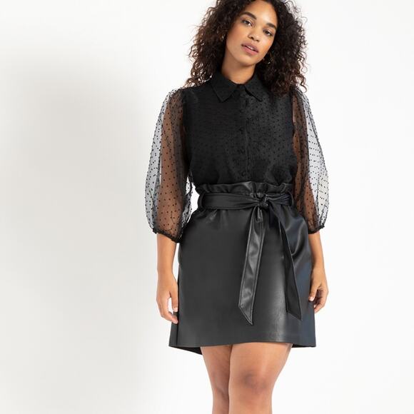 Eloquii Swiss dot organza top black sz 16 - Picture 1 of 8